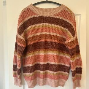 EUC SO BURGUNDY & PINK STRIPE OVERSIZED SWEATER